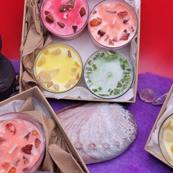 Crystal Infused Tea Light Candle Sets of 4 - Picture 6 of 9